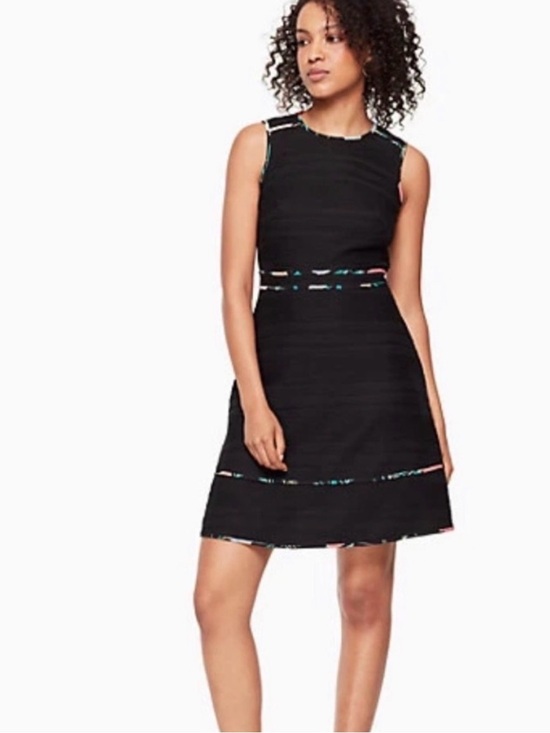kate spade Dresses & Skirts - Kate Spade New York Blossom Trim Tweed Dress Size 6 Black Floral EUC